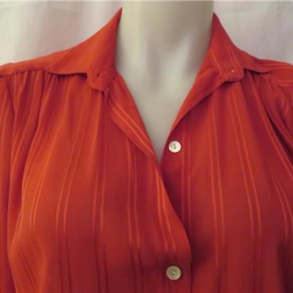 SAINT CLAIR RED STRIPED LONG SLEEVE BLOUSE - SZ 8 - Picture 2 of 4